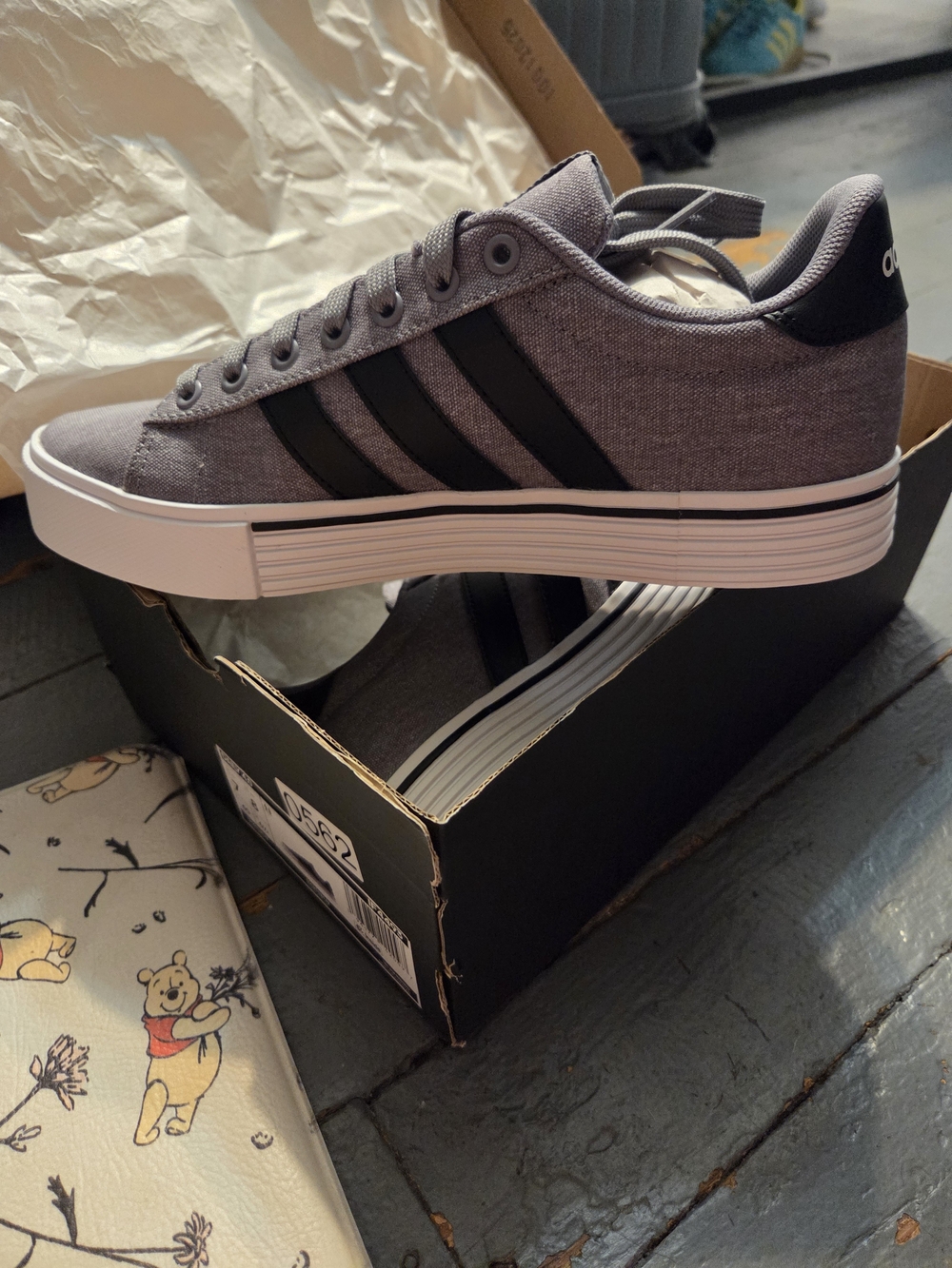 adidas Gray and Black Low-Top Canvas Sneakers